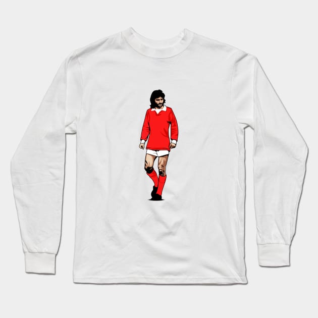 George Best Illustration Long Sleeve T-Shirt by TheUnitedPage